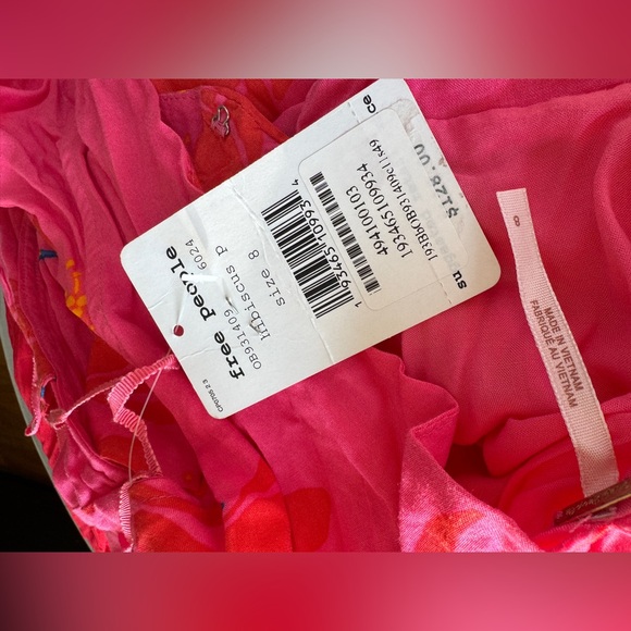 🌺 Free People She's A Waterfall High/Low Maxi Dress in Hibiscus Pink Floral, 8 - Picture 8 of 9